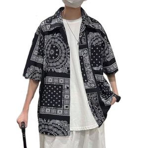Casual shirts van heren bandana mannen dames streetwear paisley hiphop korte mouw strand mannelijke kleding Harajuku zomer 230209