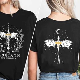 Casual shirts voor heren Basgia War Academy T-shirt dubbelzijds gedrukte vierde vleugel Dragon Knight Dark Academisch katoen korte mouwen Top YQ240409