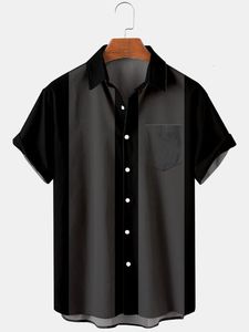 Casual shirts voor heren Basic 50s stijl bowling shirt voor mannen gestreepte casual ademende korte mouw shirts Summer Streetwear 230516