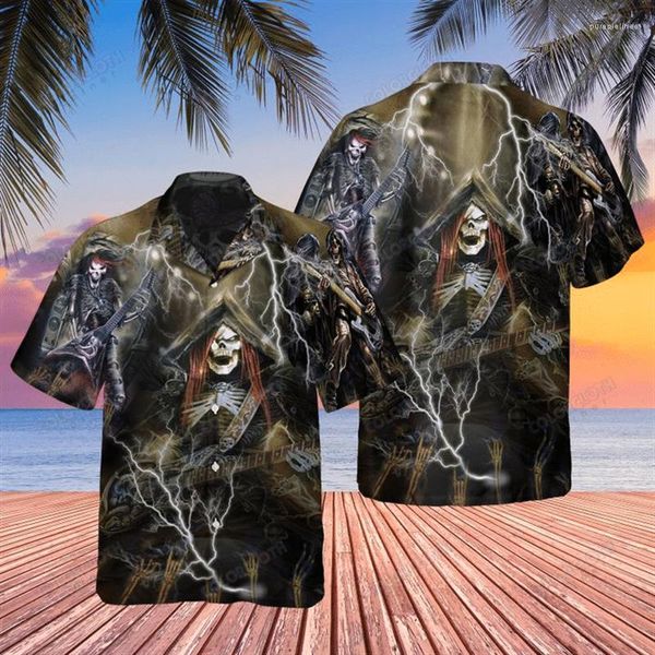 Chemises décontractées pour hommes plage loisirs hawaïens Halloween crâne Hawaii impression 3D hommes coloré chemise à manches courtes Streetwear mode Vetement