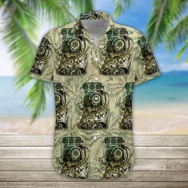 Camisas casuales para hombres Playa Hawaiana Ocio Motor Hawaii Chemise Impresión 3D para hombre Camisa de manga corta colorida Streetwear Moda Vetement Homme