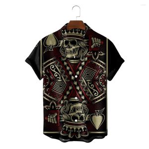 Chemises décontractées pour hommes chemises de plage Summer Hawaiian Skull for Men 3D Imprimé à la mode à manches courtes Camisa surdimensionnée