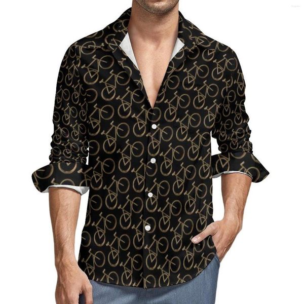 Hommes chemises décontractées vélos cyclisme homme élégant or vélo chemise à manches longues Cool Harajuku Blouses printemps graphique vêtements grande taille