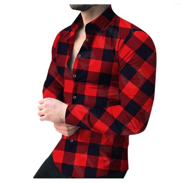 Chemises décontractées pour hommes grande chemise à carreaux rouge mode homme à manches longues doux confort Slim Fit Styles hommes veste Cardigan et hiver