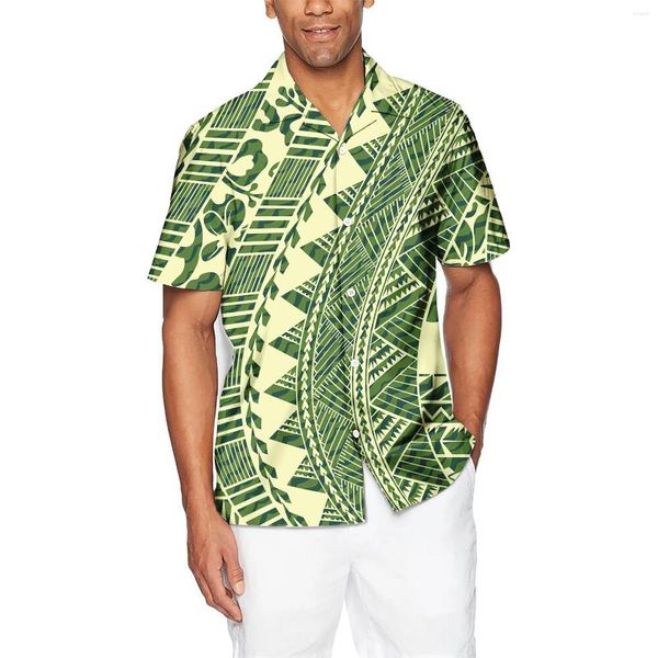 Chemises décontractées pour hommes à grande taille chemise imprimée Tonga Fiji Tribal Mens Beach Samoa Design Tattoo Custom Short Sleeve Formel