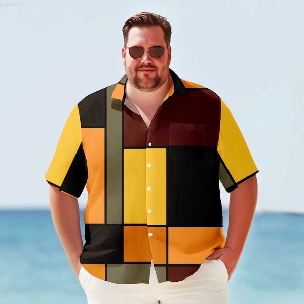 Chemises décontractées pour hommes Big Tall Haiian Shirt pour hommes Retro Bowling Séchage rapide Été Plus la taille Y2kStreetwear Manches courtes Vêtements surdimensionnés L230715