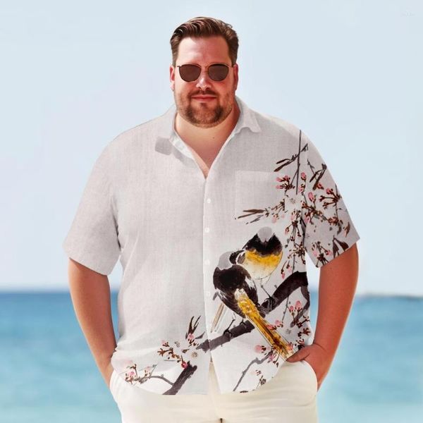 Camisas casuales para hombres camisa hawaiana grande y alta para hombres bolos retro secado rápido verano talla grande manga corta ropa de gran tamaño