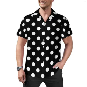 Chemises décontractées pour hommes Noir et blanc Polka Dot Imprimer Tendance Art Moderne Chemise de plage Été Nouveauté Blouses Hommes Graphique Grande Taille 3XL 4XL