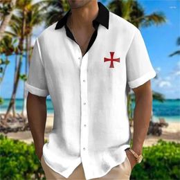 Chemises décontractées pour hommes Chemise noire et blanche Modèle simple 3D imprimé à manches courtes Vêtements vintage Bouton d'affaires pour hommes