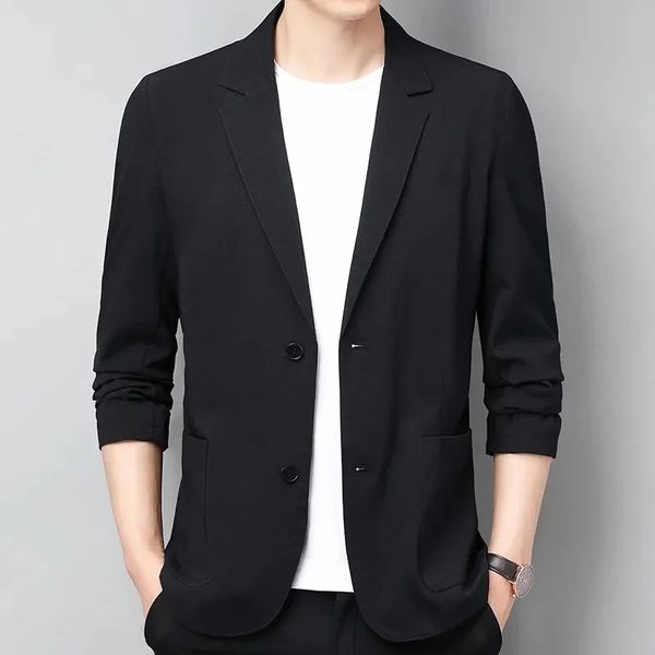 Camisas casuales para hombres Blazers negros Chaqueta de traje de lino de algodón para hombres Primavera Verano Suelto Gris Hombre Abrigo de negocios de manga larga Casual Hombre de lujo Blazer 231023