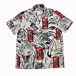 Chemises décontractées pour hommes Black Eye Patch blanc WACKO MARIA chemise courte hommes femmes haute qualité Tiger Parttern Hawaii T-shirt Top t-shirts