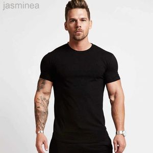 Casual shirts voor heren zwarte gym t-shirt mannen lopen sport t-shirt fitness bodybuilding katoen slank tee shirt tops zomer mannelijke jogging training kleding 2449