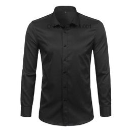 Camisas casuales para hombres Camisas negras de fibra de bambú para hombres Marca Casual Slim Fit Vestido de manga larga Sin hierro Sólido Chemise Homme 4XL Z230707