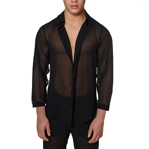 Camisas casuales de hombres camisa delgada negra de la noche de rendimiento de la noche transpirable para hombres pana