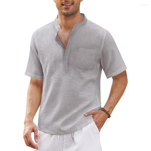 Camisas casuales para hombres Blusa Playa Manga corta Camisa de lino de algodón Tops sueltos Ropa de verano y otoño