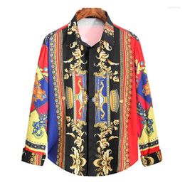 Casual shirts voor heren blouse homme barokke banket shirt paisley zwarte goud mannen luxe Koreaanse heren met lange mouwen Slim Fitmen's ELDD22