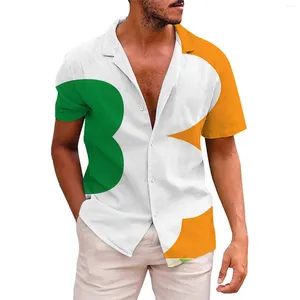 Chemises décontractées pour hommes Blouse chemise Saint-Patrick à manches courtes automne impression 3D vêtement d'entraînement hawaïen