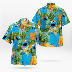 Casual shirts voor heren Blue Anime 3d Beach Hawaiian 2022 Summer Men Shirt Short Sleeve Streetwear Oversized 5xl Camisa Social Chemise Homme-504