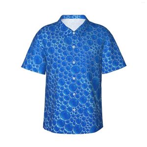 Casual shirts voor heren blauwe bubbels heren Hawaiian korte mouw button down strand tropische bloemen