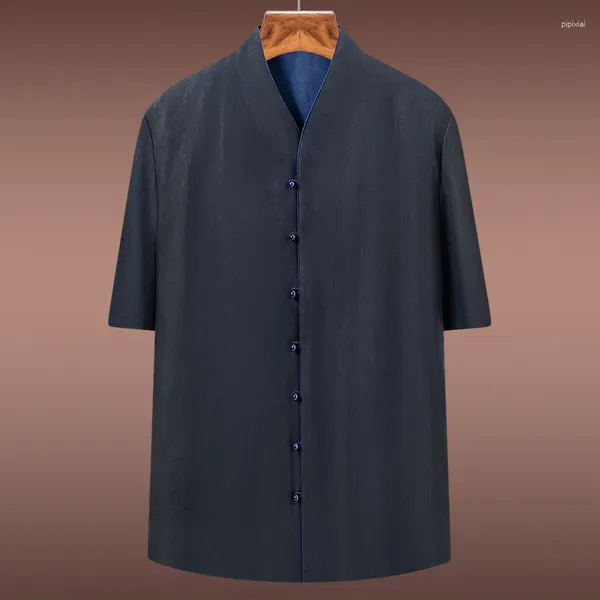 Chemises décontractées pour hommes Blue Jiao haut de gamme Xiangyun Yarn Han Vêtements chinois pour hommes Soix d'été