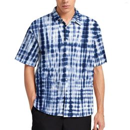 Chemises décontractées pour hommes bleu Tie Dye motif chemise ample hommes plage artistique Vintage imprimé Hawaii manches courtes Y2K Blouses surdimensionnées
