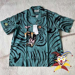 Chemises décontractées pour hommes Blue Tiger Print Wacko Maria Chemise Hommes Femmes Chemises hawaïennes Top Tee Manches courtes T230321