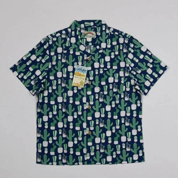 Camisas casuales para hombres BOB DONG Cactus Camp Summer Aloha Hawaii Camiseta de manga corta Unisex