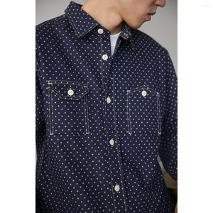 Chemises décontractées pour hommes BOB DONG Wabash Star Print Work Shirt Indigo Vintage Inspired Manches longues