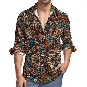 Casual shirts voor heren bohemia print y2k shirt mannen kleurrijke retro mandala herfst cool blouses lange mouw ontwerp oversized tops