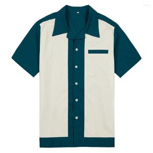 Chemises décontractées pour hommes Chemise de bowling Charlie Harper Années 50 Rockabilly à rayures verticales pour hommes Boutonné en coton à manches courtes Robe vintage