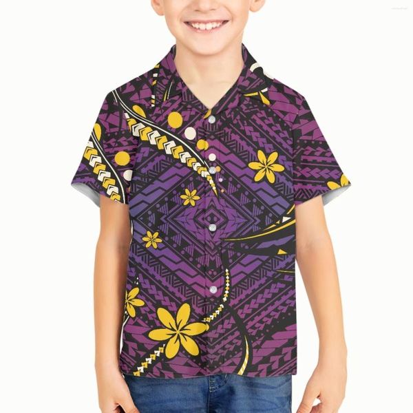 Camisas casuales para hombres Niño Polinesia Tribal Fijian Tótem Tattoo Fiji Impresiones Mangas cortas Boutique Boutique Botón Down Camisetas para niños TEE