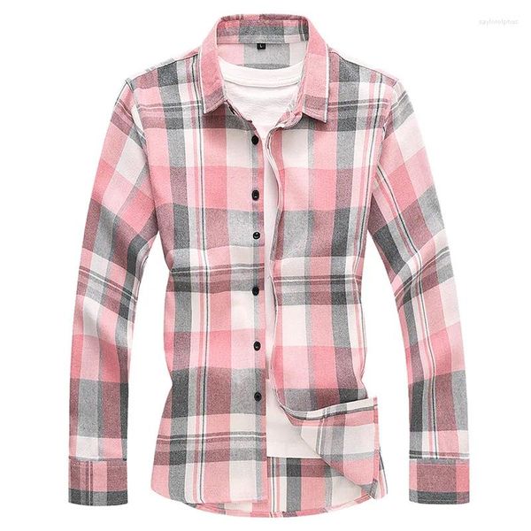 Marque de chemises décontractées pour hommes pour 2024 Spring automne à manches longues Flanelle Korea Style Oversize 6xl 7xl Shirt Plaid Harajuku Vêtements