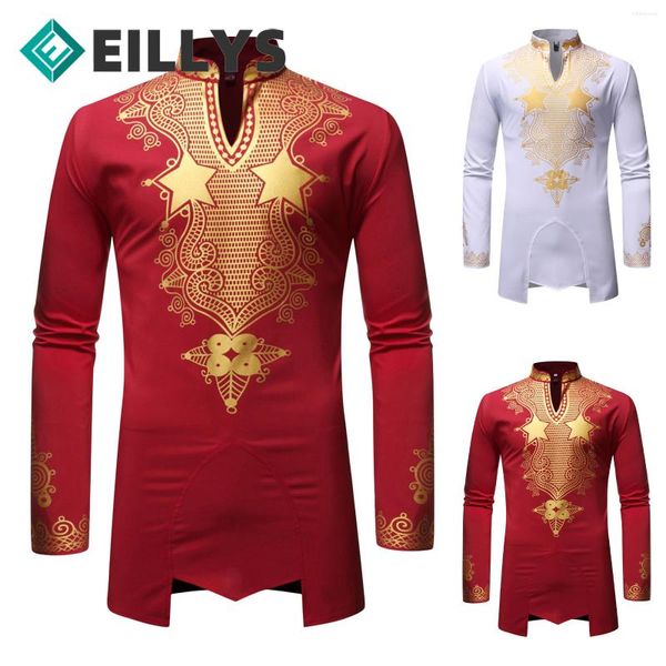 Camisas casuales para hombres Marca Hombres Estilo étnico África Ropa Masculina Africana Dashiki Camisa Stand Collar Vestido Chemise