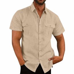 Chemises décontractées pour hommes NOUVEAU COTT COTT LINN COLLE COLLE COLLER COLLER SUMPLE À MANDEMENTS MENS