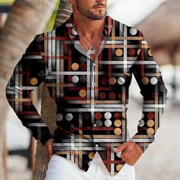 Chemises décontractées pour hommes Brand New Chemises pour hommes Chemises habillées Vintage Baroque Button Down Casual Manches longues Muscle M ~ 2XL Plus Size Print L230721