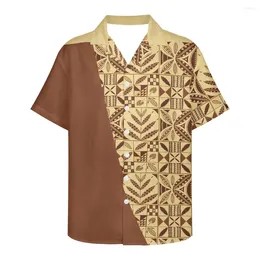 Heren Casual Shirts Ademend Korte Mouw Zacht Comfortabel Tops Polynesische Samoaanse Tongaanse Tribal Design 2024 Zomer Mode Voor Mannen