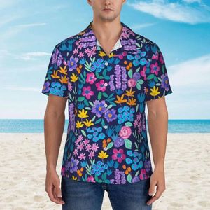 Casual overhemden voor heren Heldere bloemen Hawaiiaans overhemd Heren Strand Levendige bloemen Korte mouwen Y2K Grappige aangepaste Vintage Oversized blouses
