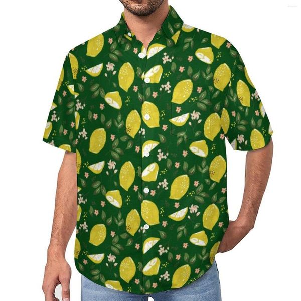 Chemises décontractées pour hommes fruits lumineux vert jaune citron chemise de plage été mode Blouses homme imprimé grande taille