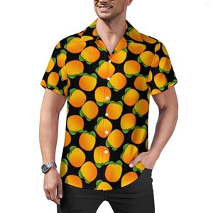 Vrijetijdsoverhemden voor heren Heldere sinaasappels Vers fruit Print Vakantieoverhemd Hawaiian Street Style Blouses Heren Bedrukt Grote maten
