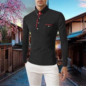 Casual shirts voor heren Brits modeshirt Polka Dot Tops Slim Fit Long Sleeve Blouses Forman Fall Winter Clothing