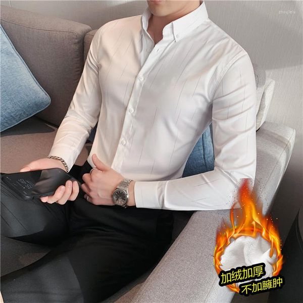 Camisas informales para hombre, Blazers a rayas de estilo británico, chaqueta de traje de negocios de boda con doble botonadura, abrigo de esmoquin para banquete Social, disfraz