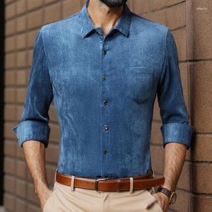 Camisas casuales para hombres Borgoña Pana Elástica Cálida para hombre Terciopelo Ejército Verde Invierno Ropa elástica Claret Blusas rojas Caballeros Azul