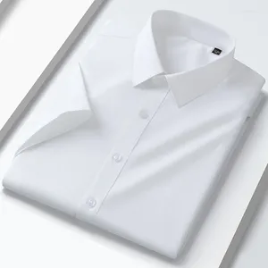 Casual shirts voor heren zakelijk bamboe vezel korte mouw drie-proof klassiek formeel shirt shirt standaard fit mannelijke werkkleding