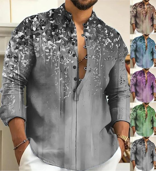 Chemises décontractées pour hommes Business Shining Diamond Print Outdoor Street Manches longues Loisirs Art de banlieue Chemise de mode XS-8XL