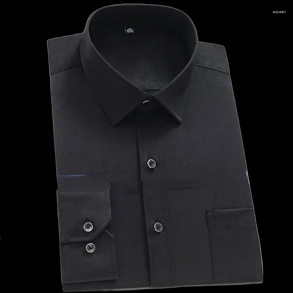Chemises décontractées pour hommes Chemise d'affaires à manches longues Travail professionnel Costume assorti Non coton ID Po Blanc
