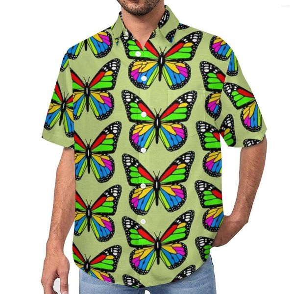 Chemises décontractées pour hommes Blouses d'impression papillon Hommes mignon animal hawaïen à manches courtes personnalisé Y2K surdimensionné chemise de plage cadeau d'anniversaire