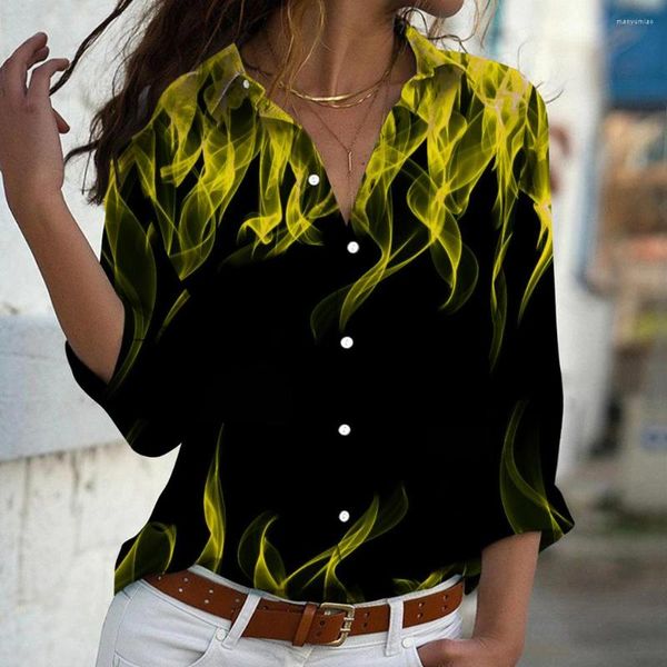 Chemises décontractées pour hommes Chemise à flamme 3D pour hommes Chemisier baroque à manches longues Robe vintage Tops T-shirt surdimensionné pour vêtements pour hommes