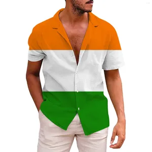 Camisas casuales para hombres Camisa de manga corta con botones para el día de San Patricio para hombre Impresión 3D de otoño Tops de verano hawaianos con mangas