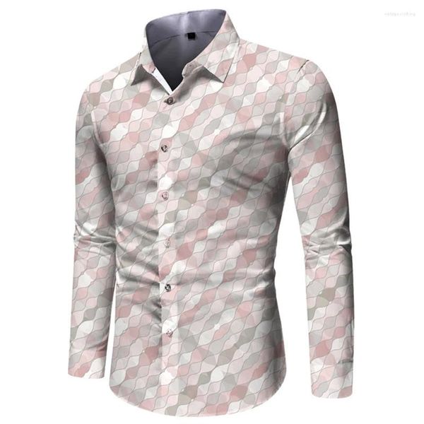 Chemises décontractées pour hommes Chemise boutonnée Col de bande Habillage quotidien Fitness Vacances Manches longues Mode pour hommes