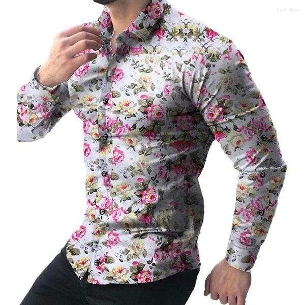 Camisas informales para hombre Camisa con botones para hombre Blusa con estampado 3D y manga larga Fiestas perfectas y disfraces con varias opciones de color